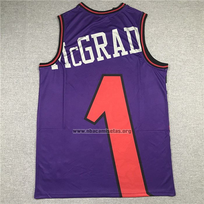 Camiseta Toronto Raptors Tracy Mcgrady NO 1 Mitchell & Ness Big Face Violeta